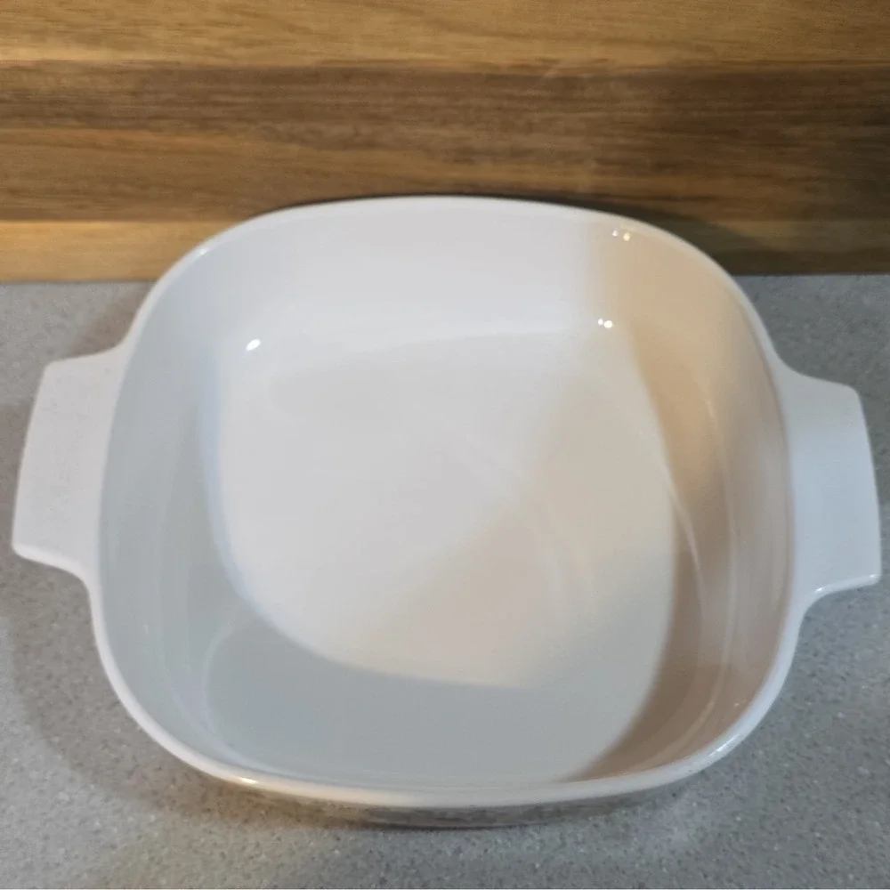Pyrex CorningWare L'Echalote A-8-B 8x8 Square Casserole Dish White Glass, 2 Qt